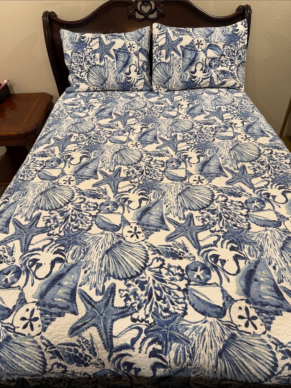 Blue Seashell Coastal Quilt Set - Home Bedding